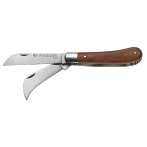 Facom knife with wooden handle and curved blade, ideal for precise cutting tasks.