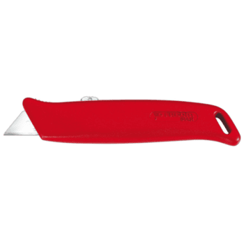 Facom retractable utility knife with interchangeable blades in red, designed for precision cutting and safety.
