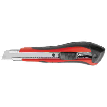 Facom cutter with 18 mm snap-off blades, ergonomic design, black and red handle, suitable for precise cutting tasks.