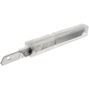 Plastic container with 10 blades for Facom tool, transparent design, compact and durable.