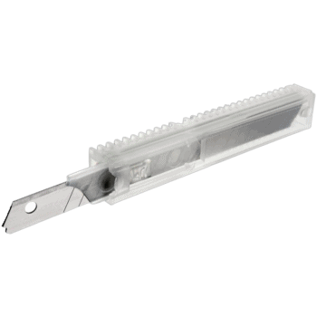 Plastic container with 10 blades for Facom tool, transparent design, compact and durable.