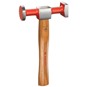Facom 866D shrinking hammer with wooden handle and red head, ideal for precision metalwork and automotive repairs.
