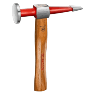 Facom hammer with round flat face and straight pein, featuring a wooden handle and metal head, ideal for professional use.