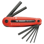 Facom 86H hexagon keys on sleeve, compact tool for precise screw driving, shown with multiple black hex keys fanned out.