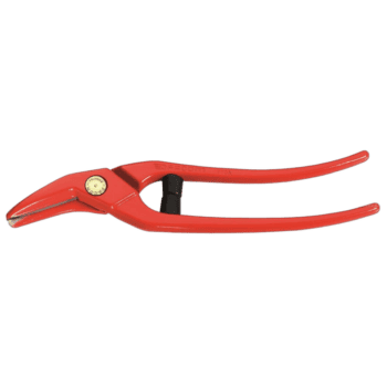 Facom 883 scroll shears with red handles and adjustable dial for precise cutting.