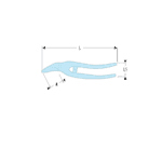 Technical diagram of a pair of pliers with labelled dimensions for precision measurement.