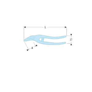 Technical diagram of a pair of pliers with labelled dimensions for precision measurement.
