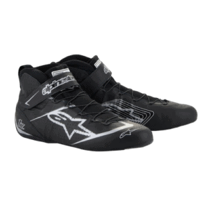 Alpinestars Tech-1 Z V3 Race Boots in black with white logo accents, designed for motorcycle racing performance and safety.