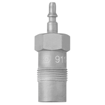 Close-up of Facom screw-on dummy injector 911-V4 with detailed threading and branding on a black background.