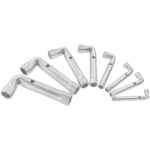 Set of Facom 92A metric angled box wrenches in various sizes on a black background.