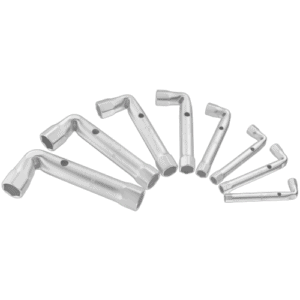 Set of Facom 92A metric angled box wrenches in various sizes on a black background.
