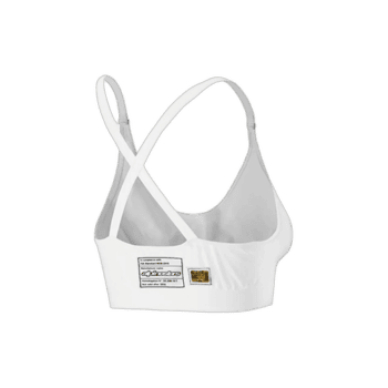 White Grand Prix Racewear racing bra with safety labels, designed for motorsport safety and comfort.