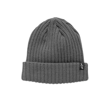 Grey knitted beanie hat from Grand Prix Racewear, ideal for motorsport enthusiasts and racing fans.