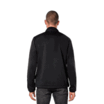 Close-up of a black Grand Prix Racewear racing jacket on a male model, back view, showcasing professional motorsport apparel.