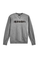 Grey Alpinestars sweatshirt with black logo, ideal for motorsport fans and racing enthusiasts.