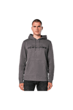 Men's grey Grand Prix Racewear hoodie with black logo, front view, casual style, suitable for motorsport fans and racers.