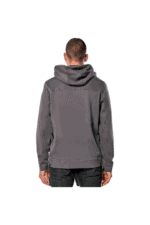 Back view of a man wearing a grey Grand Prix Racewear hoodie, suitable for motorsport enthusiasts and racers.