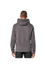 Back view of a man wearing a grey hoodie, suitable for motorsport racing apparel from Grand Prix Racewear.
