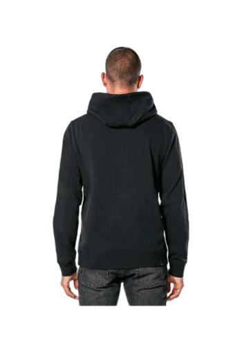 Back view of a person wearing a black hoodie, suitable for motorsport racing apparel from Grand Prix Racewear.