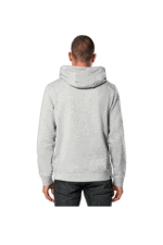 Back view of a man wearing a grey hoodie, suitable for motorsport racing apparel from Grand Prix Racewear.