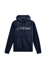 Navy blue Grand Prix Racewear hoodie with Alpinestars logo, ideal for motorsport enthusiasts and racers.