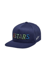 Blue Grand Prix Racewear cap with multicoloured 'ASTARS' logo and Alpinestars branding on the side.