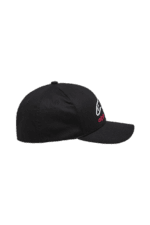 Black Grand Prix Racewear cap with white and red logo, designed for motorsport enthusiasts and racers.