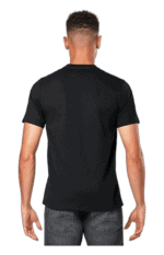 Black Grand Prix Racewear T-shirt shown from the back, ideal for motorsport enthusiasts and racers.