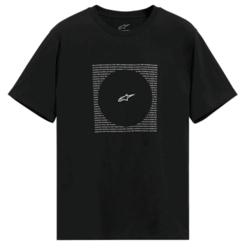 Black Grand Prix Racewear T-shirt with Alpinestars logo and graphic design for motorsport enthusiasts.