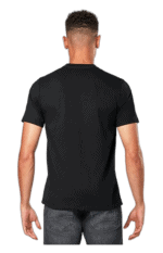 Black Grand Prix Racewear T-shirt shown from the back, designed for motorsport enthusiasts and racers.