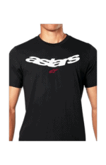 Black Grand Prix Racewear T-shirt with 'astars' logo and red emblem, designed for motorsport enthusiasts and racers.