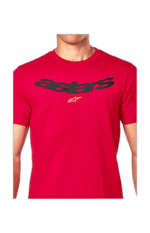 Red Grand Prix Racewear T-shirt with black and gold logo, designed for motorsport enthusiasts and racers.