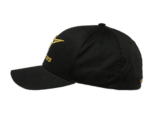 Black Grand Prix Racewear cap with yellow logo, designed for motorsport enthusiasts and racers.