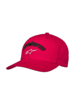 Red Grand Prix Racewear cap with black and white logo, designed for motorsport enthusiasts and racers.