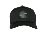Black cap with Alpinestars logo, ideal for motorsport enthusiasts and racewear fans.