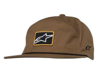 Brown Grand Prix Racewear cap with Alpinestars logo and star detail, ideal for motorsport enthusiasts and racers.