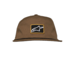 Brown cap with Alpinestars logo, suitable for motorsport enthusiasts and racewear fans.