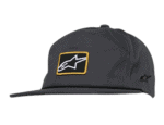 Black Grand Prix Racewear cap with Alpinestars logo, designed for motorsport enthusiasts and racers.