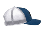 Blue and white Grand Prix Racewear trucker cap with mesh back for racing enthusiasts.