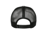 Black mesh trucker cap with adjustable strap, ideal for motorsport enthusiasts and racewear fans.
