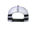 Back view of a grey and black Grand Prix Racewear trucker cap with adjustable strap.