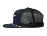 Black and navy blue Grand Prix Racewear cap with mesh back and Alpinestars logo, ideal for motorsport enthusiasts.