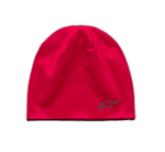 Red Grand Prix Racewear beanie hat with Alpinestars logo for motorsport enthusiasts.