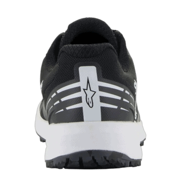 Black and white Grand Prix Racewear racing shoe with Alpinestars logo, designed for motorsport enthusiasts and professional drivers.
