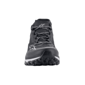 Black and grey Grand Prix Racewear racing shoe with laces and logo, designed for motorsport enthusiasts and professional racers.