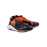 Black and orange Grand Prix Racewear racing shoes with durable design for motorsport enthusiasts.