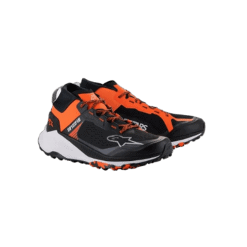 Black and orange Grand Prix Racewear racing shoes with durable design for motorsport enthusiasts.