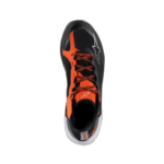 High-performance Grand Prix racing shoe with black and orange design, featuring advanced grip and comfort for motorsport drivers.