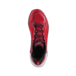 Red and black Grand Prix racing shoe with Alpinestars logo, designed for motorsport safety and performance.