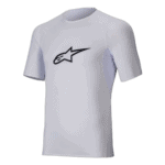 White Grand Prix Racewear T-shirt with Alpinestars logo, designed for motorsport enthusiasts and racers.